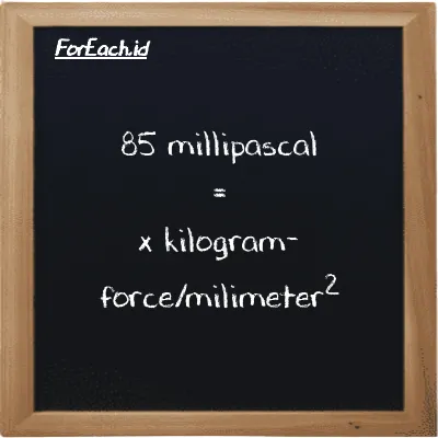 Example millipascal to kilogram-force/milimeter<sup>2</sup> conversion (85 mPa to kgf/mm<sup>2</sup>)